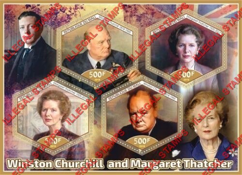 Mali 2019 Winston Churchill and Margaret Thatcher Illegal Stamp Souvenir Sheet of 4