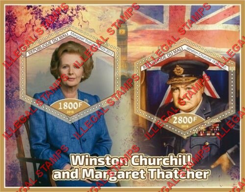 Mali 2019 Winston Churchill and Margaret Thatcher Illegal Stamp Souvenir Sheet of 2