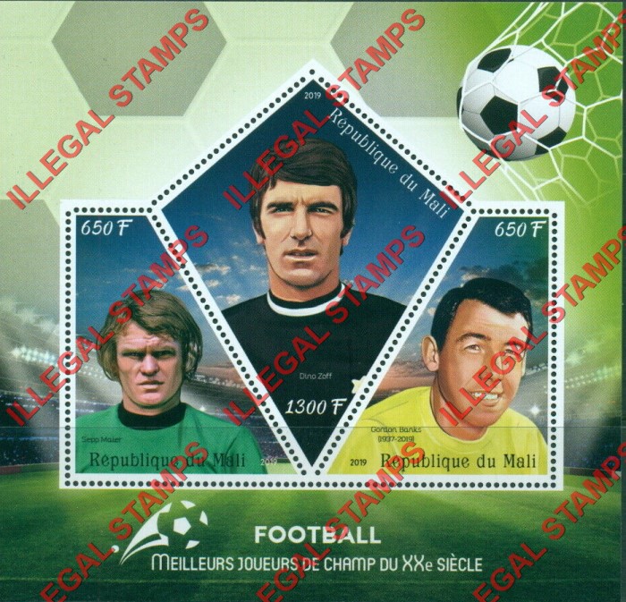 Mali 2019 Football Soccer Players Illegal Stamp Souvenir Sheet of 3