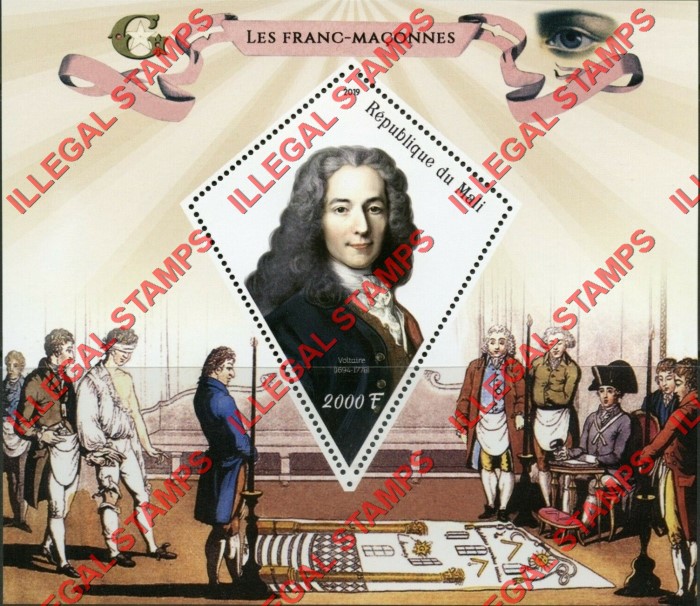 Mali 2019 Freemasons Illegal Stamp Souvenir Sheet of 1