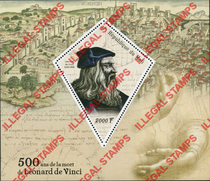 Mali 2019 Leonardo da Vinci Illegal Stamp Souvenir Sheet of 1