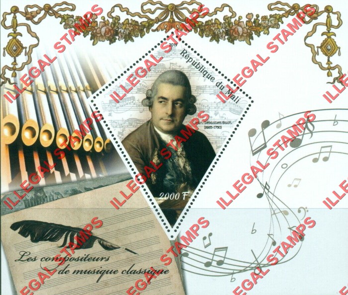 Mali 2019 Music Composers Illegal Stamp Souvenir Sheet of 1