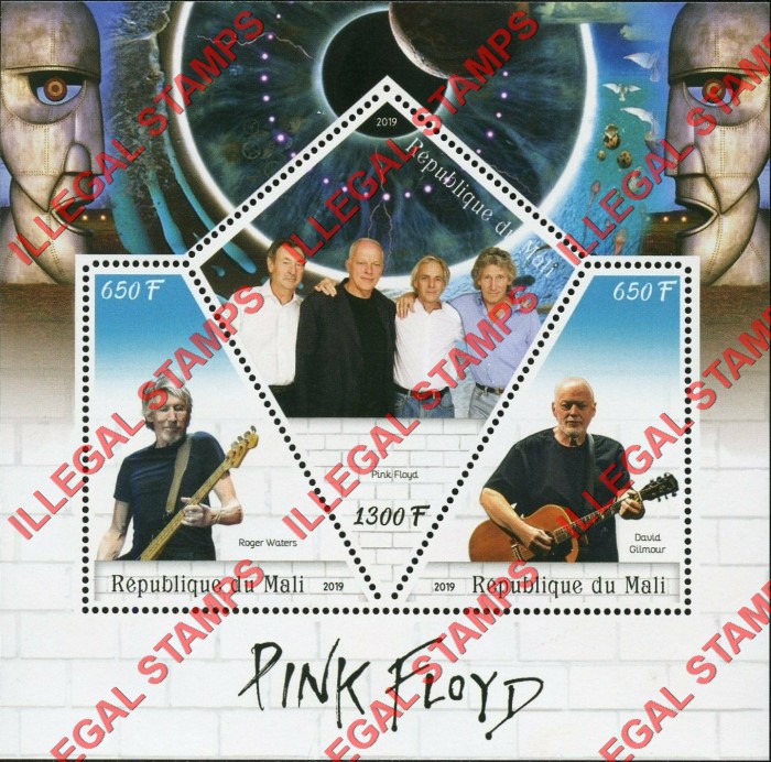 Mali 2019 Pink Floyd Illegal Stamp Souvenir Sheet of 3