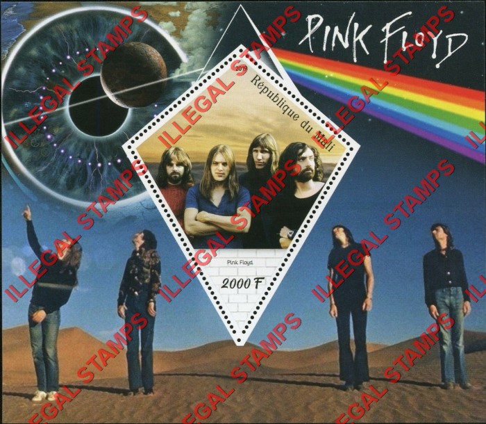 Mali 2019 Pink Floyd Illegal Stamp Souvenir Sheet of 1