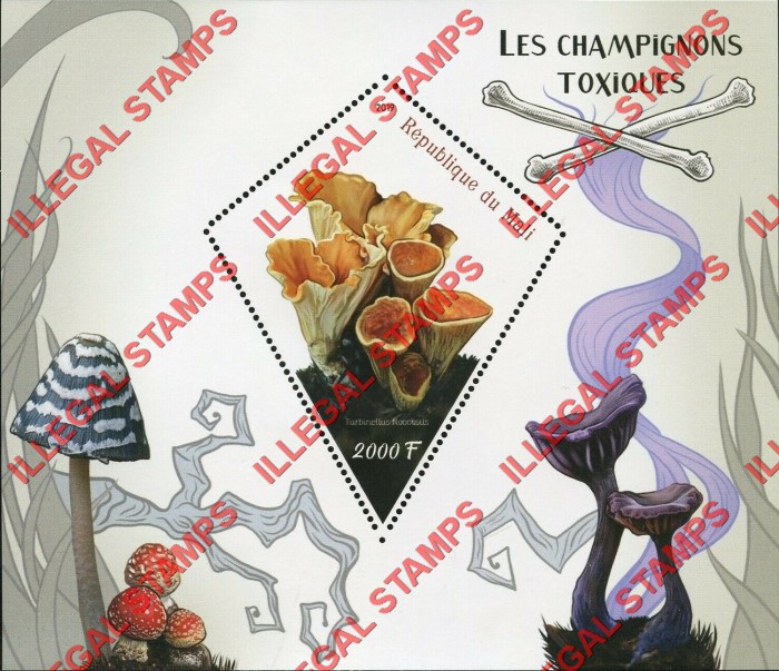Mali 2019 Poisonous Mushrooms Illegal Stamp Souvenir Sheet of 1