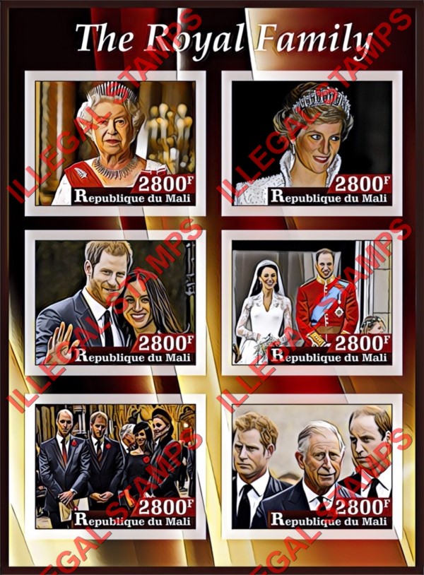 Mali 2019 The Royal Family Illegal Stamp Souvenir Sheet of 6