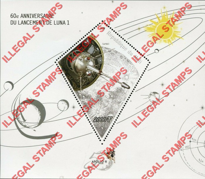 Mali 2019 Space Luna 1 Illegal Stamp Souvenir Sheet of 1