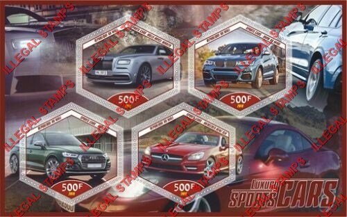 Mali 2019 Luxury Sports Cars Illegal Stamp Souvenir Sheet of 4
