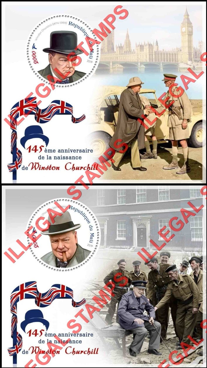 Mali 2019 Winston Churchill Illegal Stamp Souvenir Sheets of 1 (Part 2)