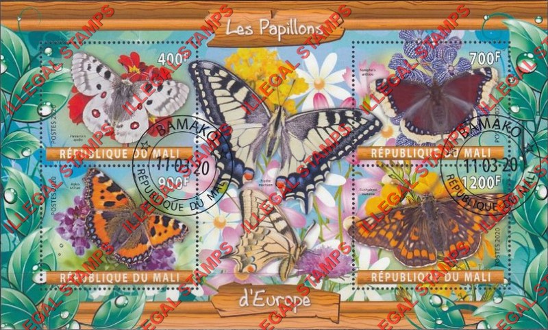 Mali 2020 Butterflies in Europe Illegal Stamp Souvenir Sheet of 4