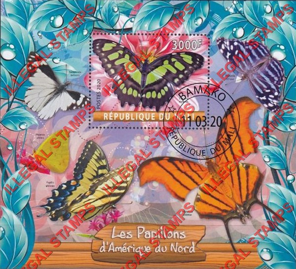 Mali 2020 Butterflies in North America Illegal Stamp Souvenir Sheet of 1