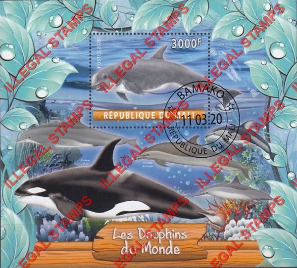 Mali 2020 Dolphins Illegal Stamp Souvenir Sheet of 1