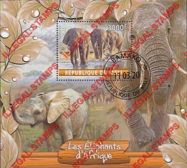 Mali 2020 Elephants Illegal Stamp Souvenir Sheet of 1