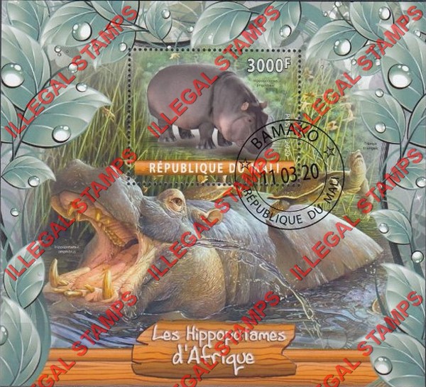 Mali 2020 Hippopotamus Illegal Stamp Souvenir Sheet of 1