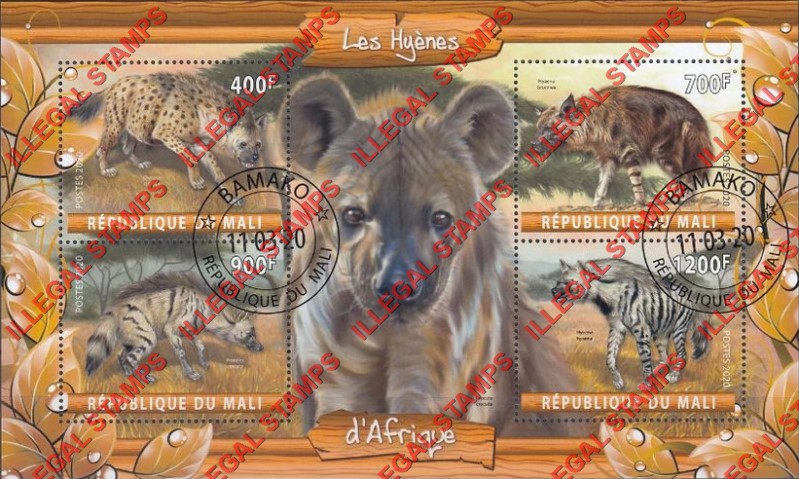 Mali 2020 Hyenas Illegal Stamp Souvenir Sheet of 4