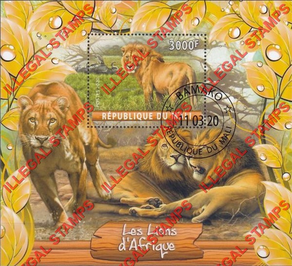 Mali 2020 Lions Illegal Stamp Souvenir Sheet of 1