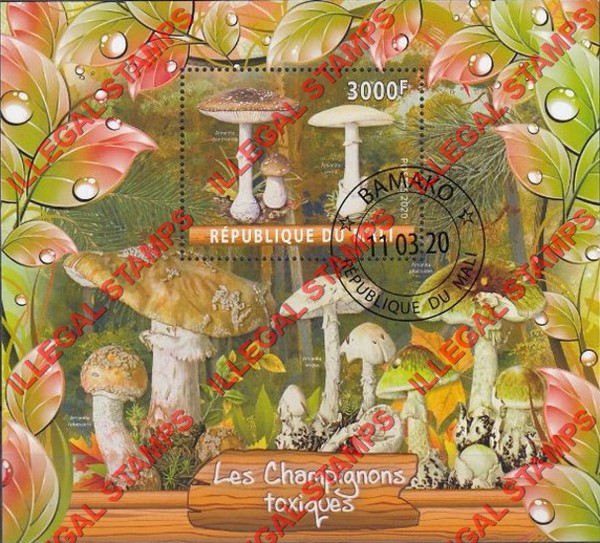 Mali 2020 Mushrooms Toxic Illegal Stamp Souvenir Sheet of 1