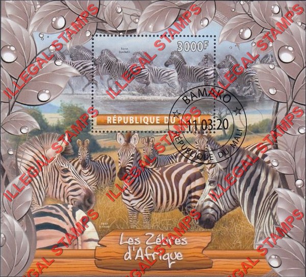 Mali 2020 Zebras Illegal Stamp Souvenir Sheet of 1
