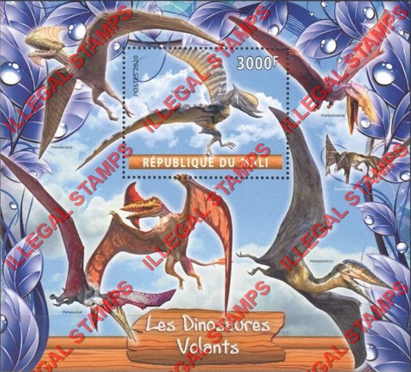 Mali 2020 Dinosaurs Flying Illegal Stamp Souvenir Sheet of 1