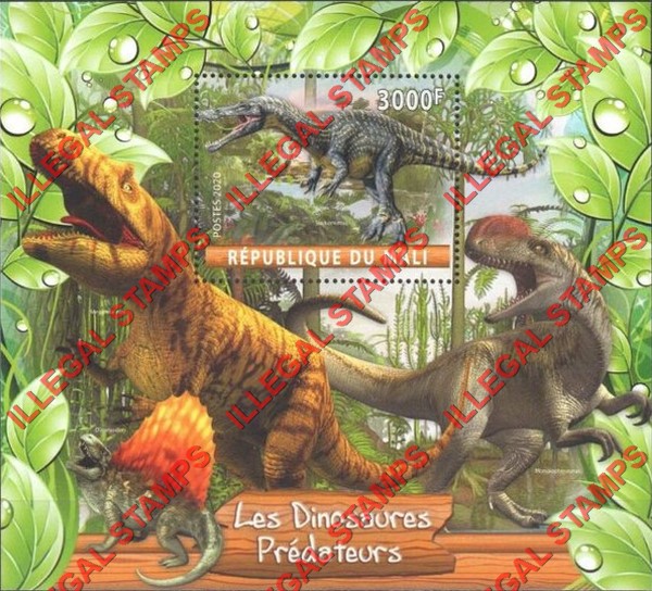 Mali 2020 Dinosaurs Predators Illegal Stamp Souvenir Sheet of 1