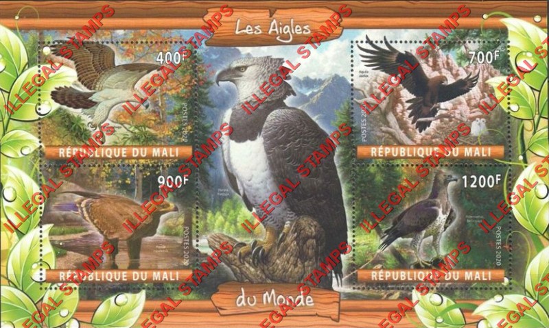 Mali 2020 Eagles Illegal Stamp Souvenir Sheet of 4