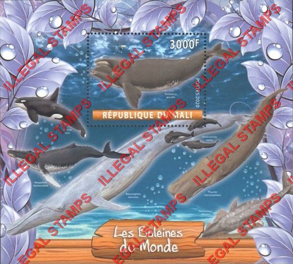 Mali 2020 Whales Illegal Stamp Souvenir Sheet of 1