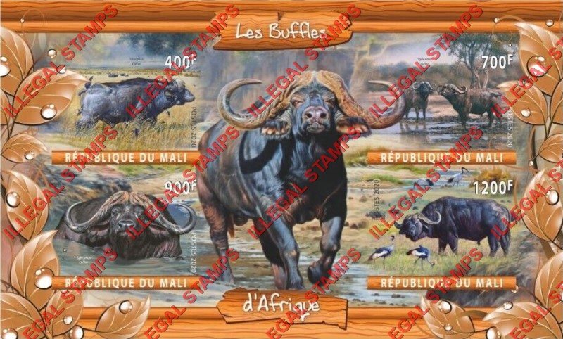 Mali 2020 Buffalo Illegal Stamp Souvenir Sheet of 4