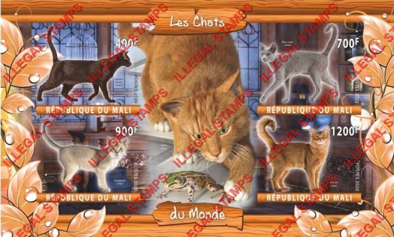 Mali 2020 Cats (different) Illegal Stamp Souvenir Sheet of 4