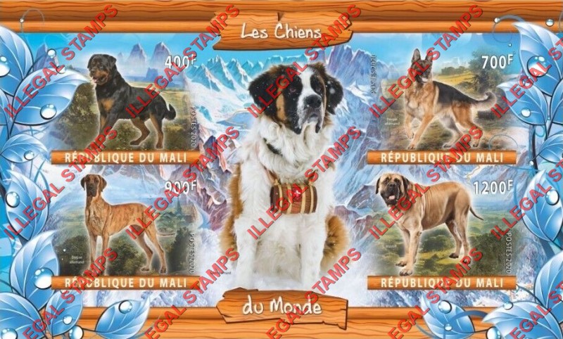 Mali 2020 Dogs (different) Illegal Stamp Souvenir Sheet of 4