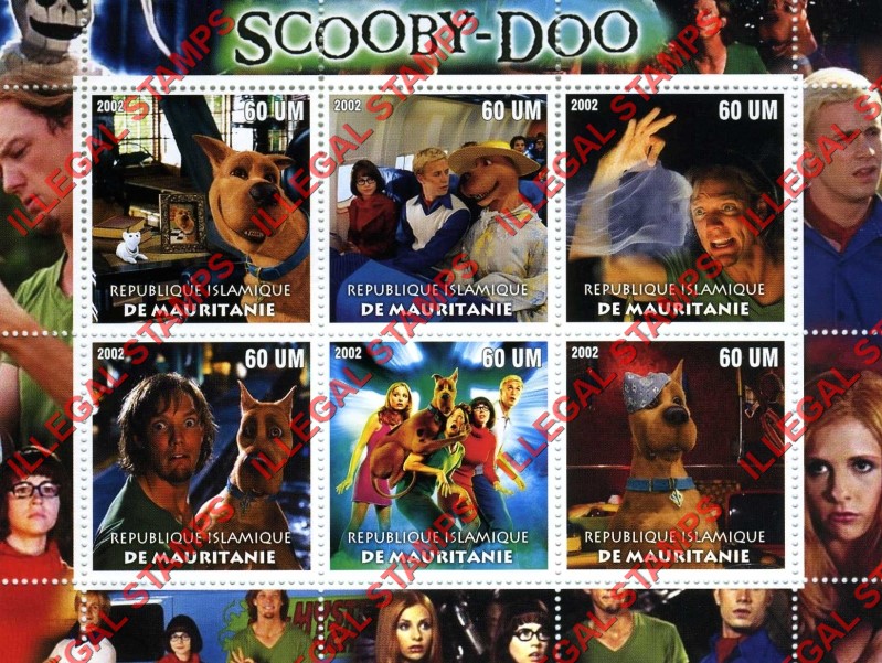 MAURITANIA 2002 Scooby-Doo Movie Counterfeit Illegal Stamp Souvenir Sheet of 6