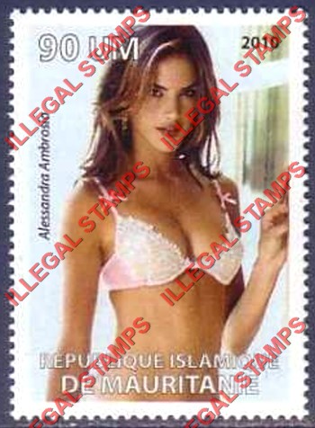 MAURITANIA 2010 Alessandra Ambrosio Counterfeit Illegal Stamp (Stamp 1)