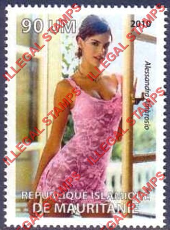 MAURITANIA 2010 Alessandra Ambrosio Counterfeit Illegal Stamp (Stamp 2)
