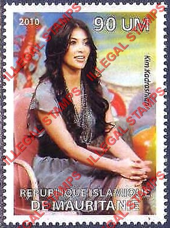 MAURITANIA 2010 Kim Kadrashian Counterfeit Illegal Stamp
