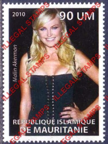 MAURITANIA 2010 Malin Akerman Counterfeit Illegal Stamp