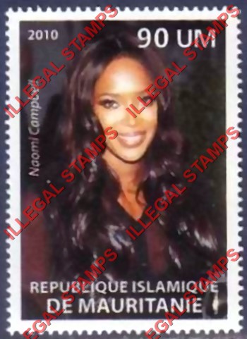 MAURITANIA 2010 Naomi Campbell Counterfeit Illegal Stamp (Stamp 1)