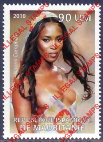MAURITANIA 2010 Naomi Campbell Counterfeit Illegal Stamp (Stamp 2)