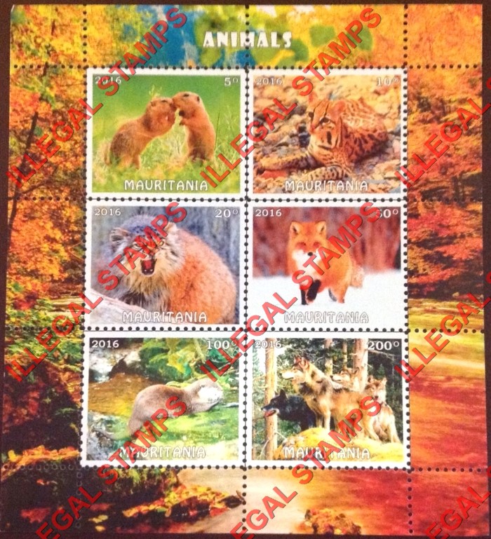 MAURITANIA 2016 Animals Counterfeit Illegal Stamp Souvenir Sheet of 6
