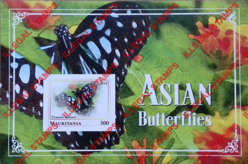 MAURITANIA 2018 Butterflies Asian Counterfeit Illegal Stamp Souvenir Sheet of 1