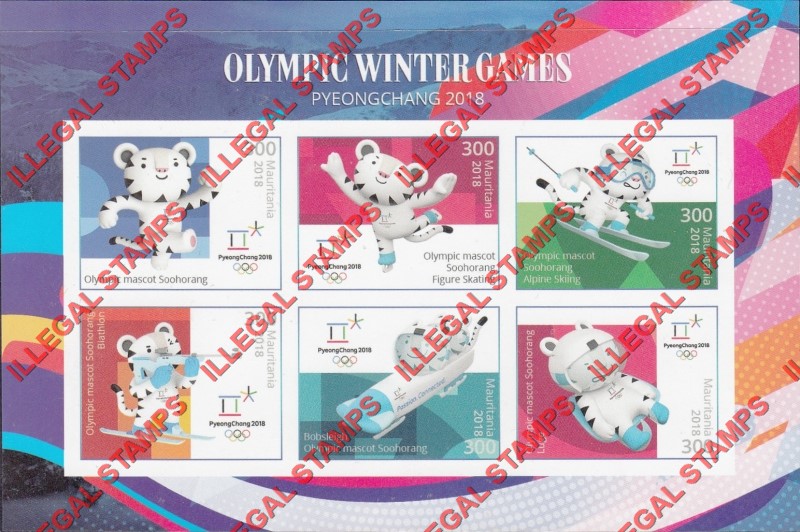 MAURITANIA 2018 Olympic Winter Games in PyeongChang Counterfeit Illegal Stamp Souvenir Sheet of 6 (Sheet 2)