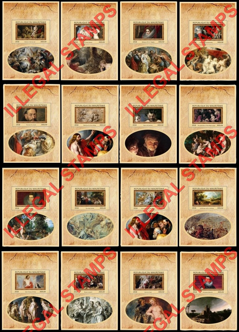 MAURITANIA 2018 Paintings by Peter Paul Rubens Illegal Stamp Souvenir Sheets of 1