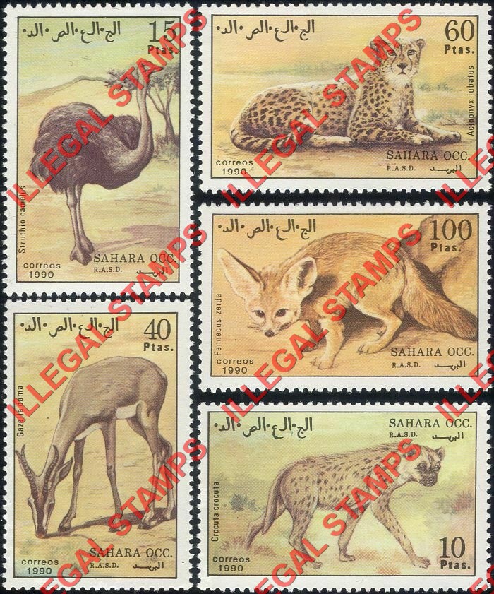 Sahara Occ. RASD 1990 Animals Counterfeit Illegal Stamp Set of 5