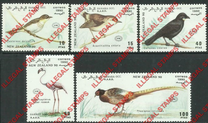 Sahara Occ. RASD 1990 Birds Counterfeit Illegal Stamp Set of 5