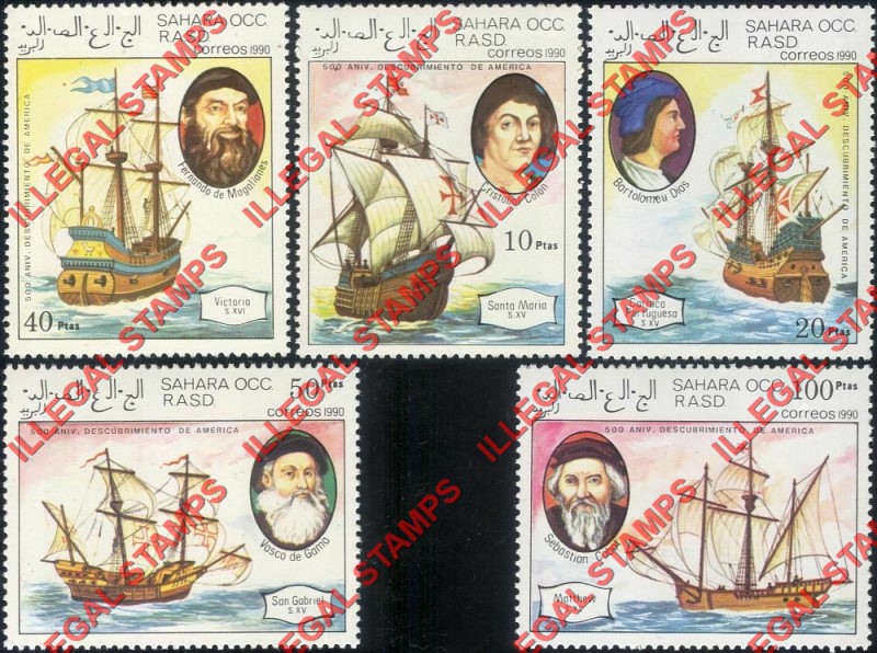 Sahara Occ. RASD 1990 Explorers Counterfeit Illegal Stamp Set of 5