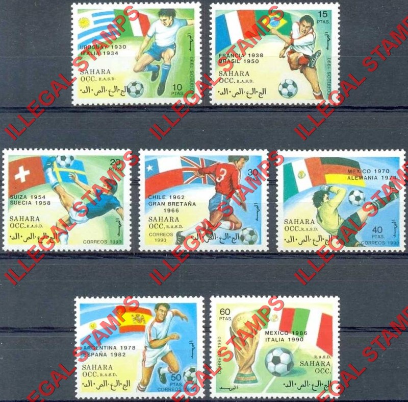Sahara Occ. RASD 1990 Football Soccer Counterfeit Illegal Stamp Set of 7