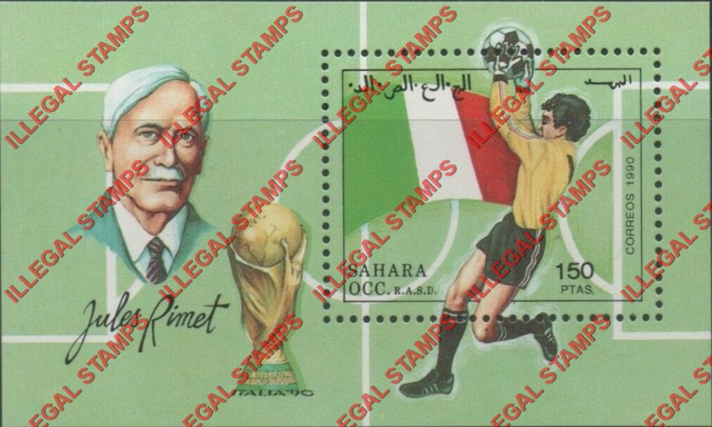 Sahara Occ. RASD 1990 Football Soccer Counterfeit Illegal Stamp Souvenir Sheet of 1
