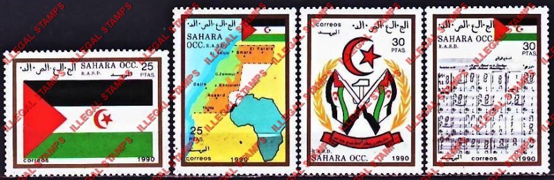 Sahara Occ. RASD 1990 National Symbols Counterfeit Illegal Stamp Set of 4