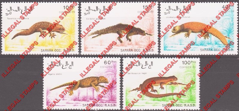Sahara Occ. RASD 1991 Lizards Counterfeit Illegal Stamp Set of 5