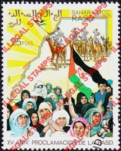 Sahara Occ. RASD 1991 15th Anniversary of the Proclamation of the R.A.S.D. Counterfeit Illegal Stamp