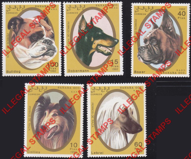 Sahara Occ. RASD 1992 Dogs Counterfeit Illegal Stamp Set of 5