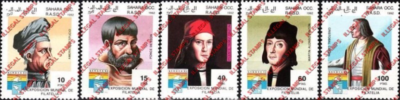 Sahara Occ. RASD 1992 Explorers Counterfeit Illegal Stamp Set of 5
